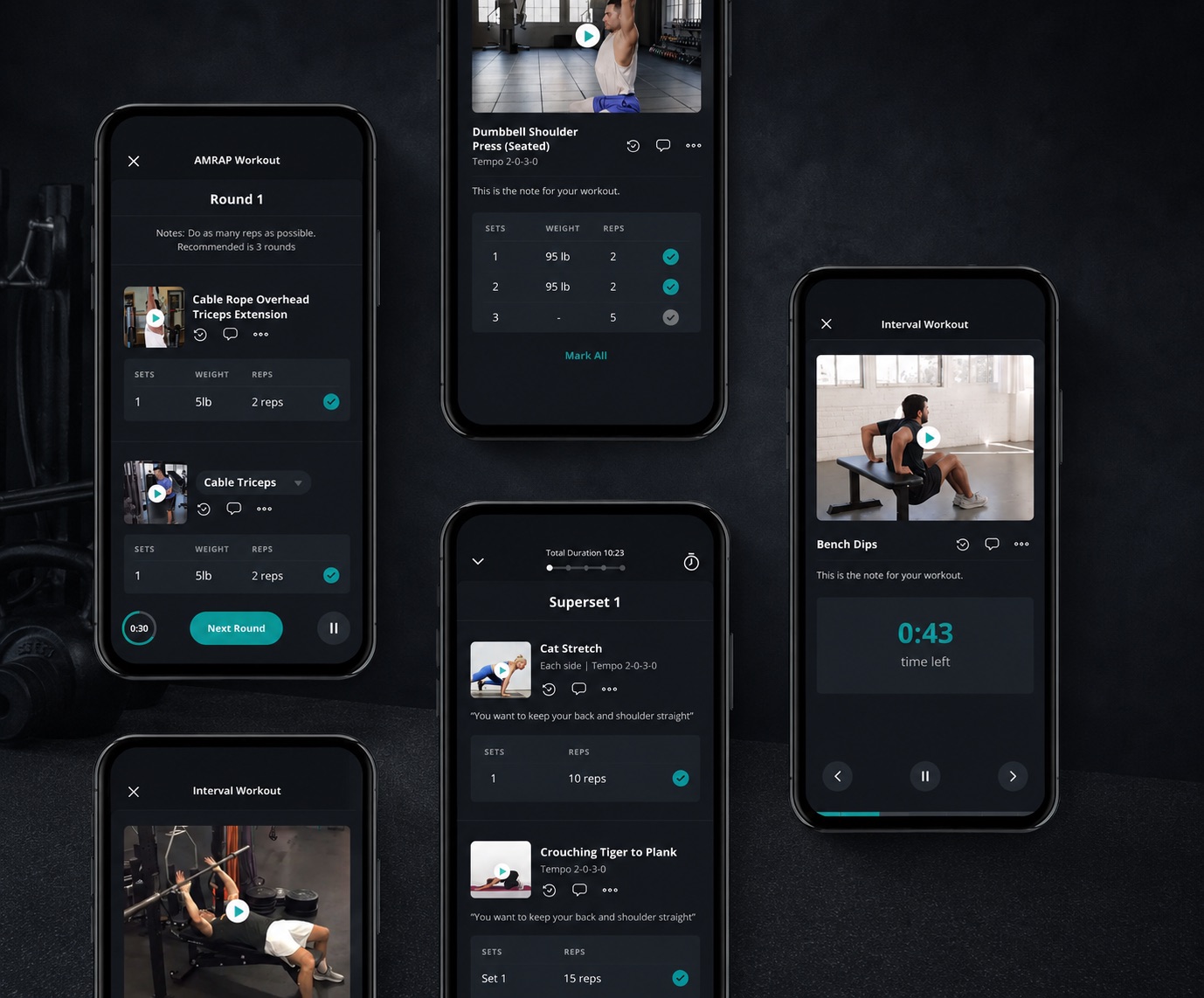 Global Training workout screens in the EverFit app